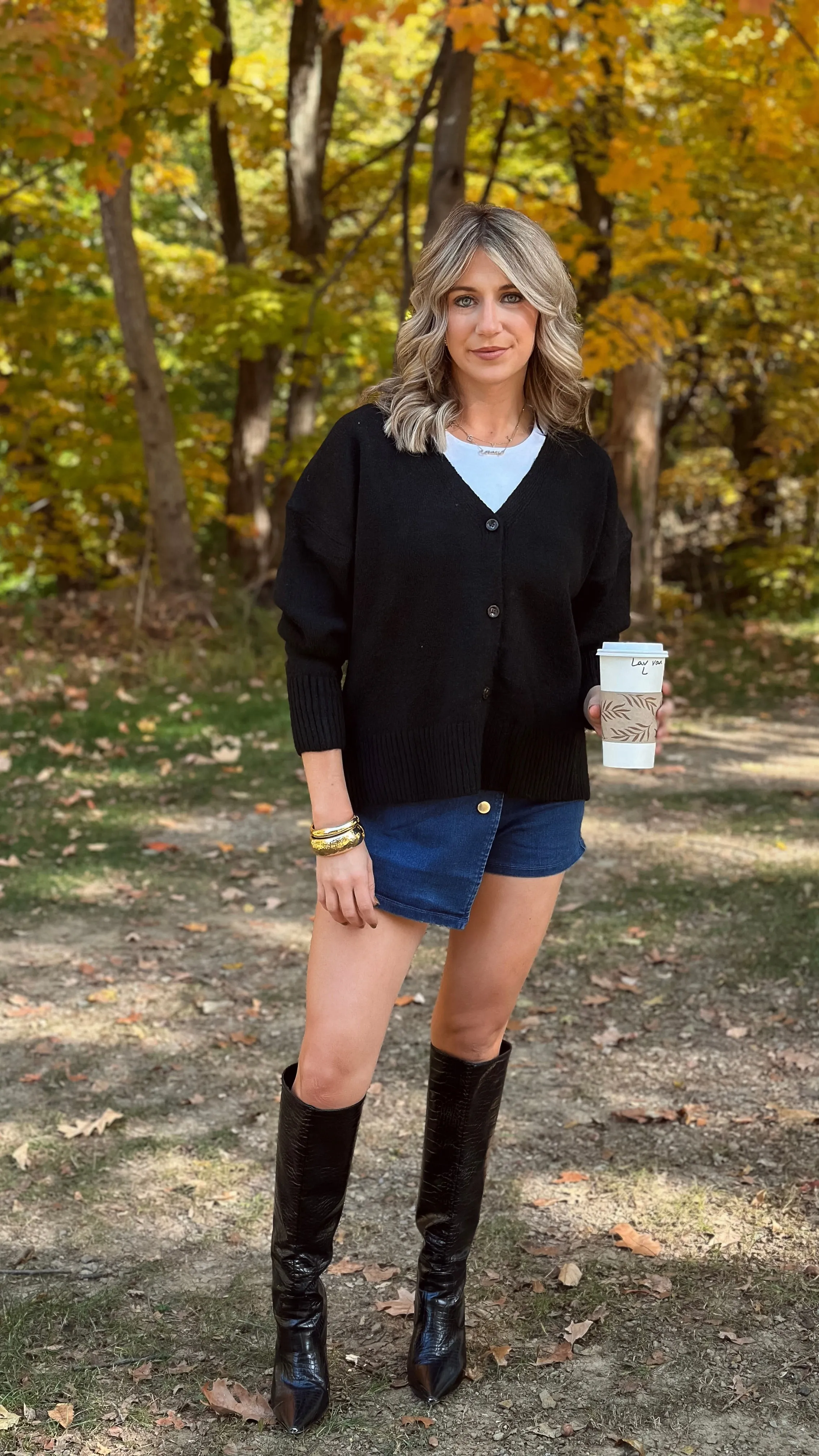 Brookie Black Button Down Cardigan