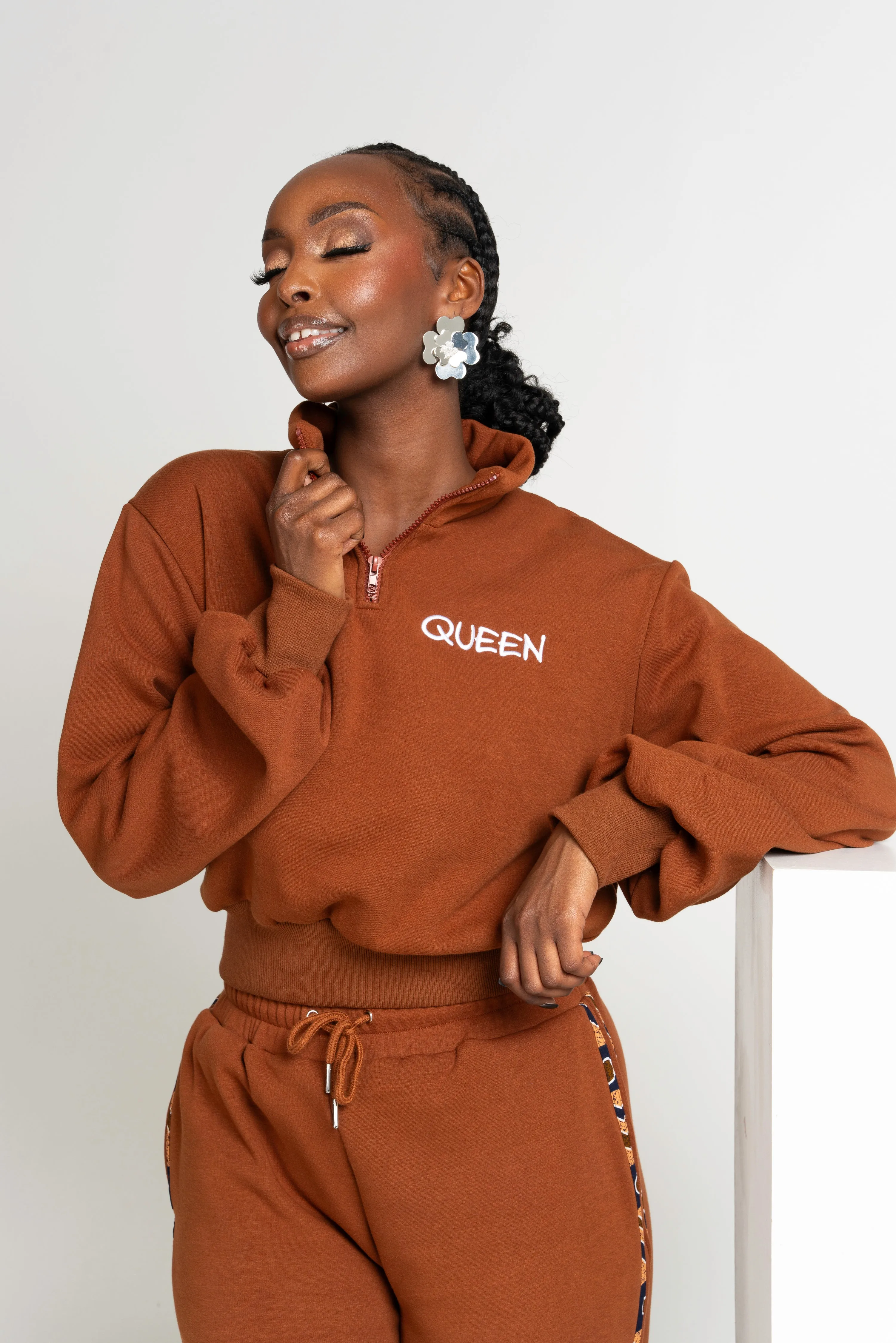 BROWN QUEEN Plush fleece JOGGER Set