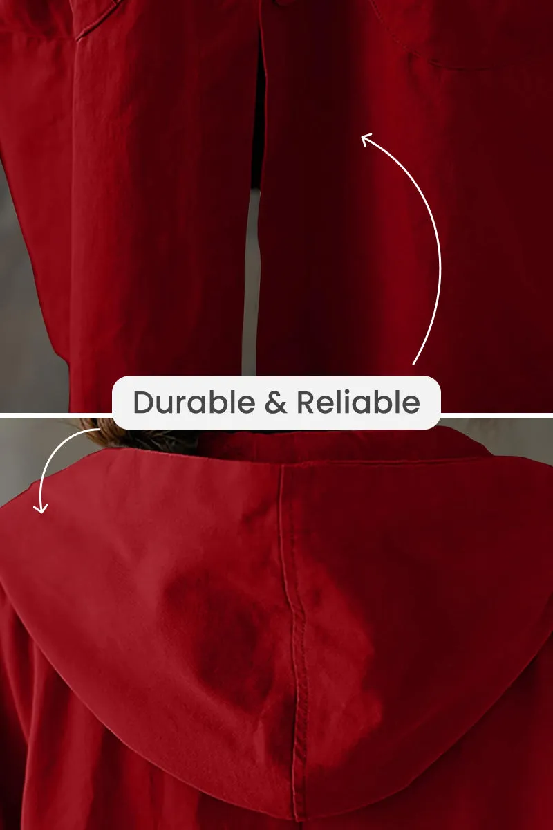 Burgundy One Size Fits All Oversized Water Resistant Windbreaker Jacket