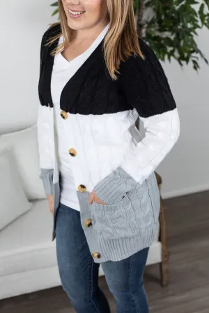 Button Cardigan - Monochrome
