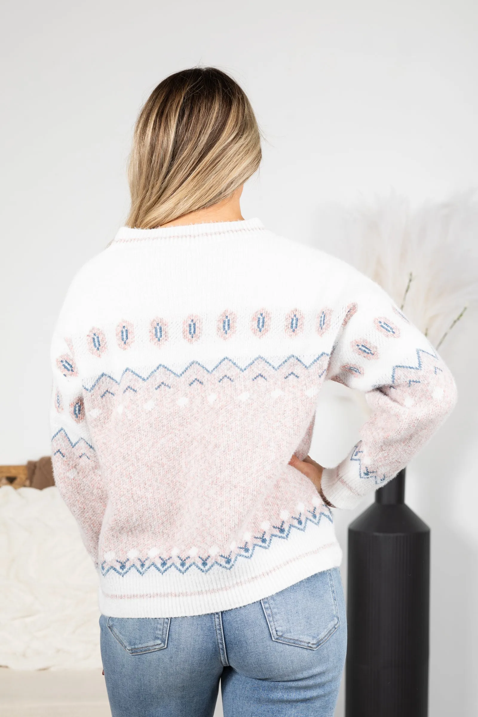Button Down Front Geometric Pattern Cardigan