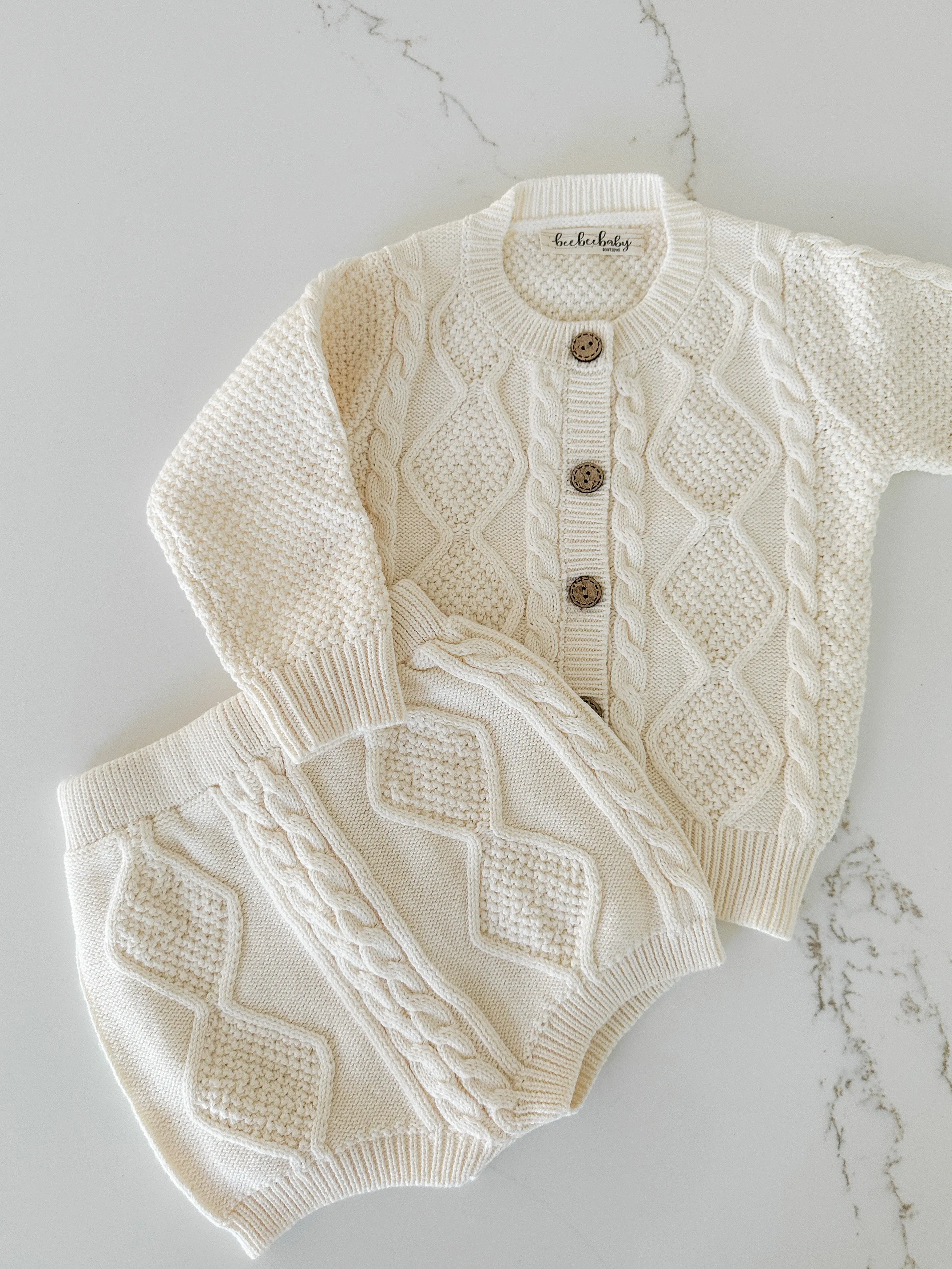 Cable Knit Set - Rice