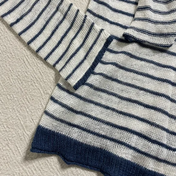Calypso St Barth Linen Coastal Striped Shawl Collar‎ Tassel Cardigan XS