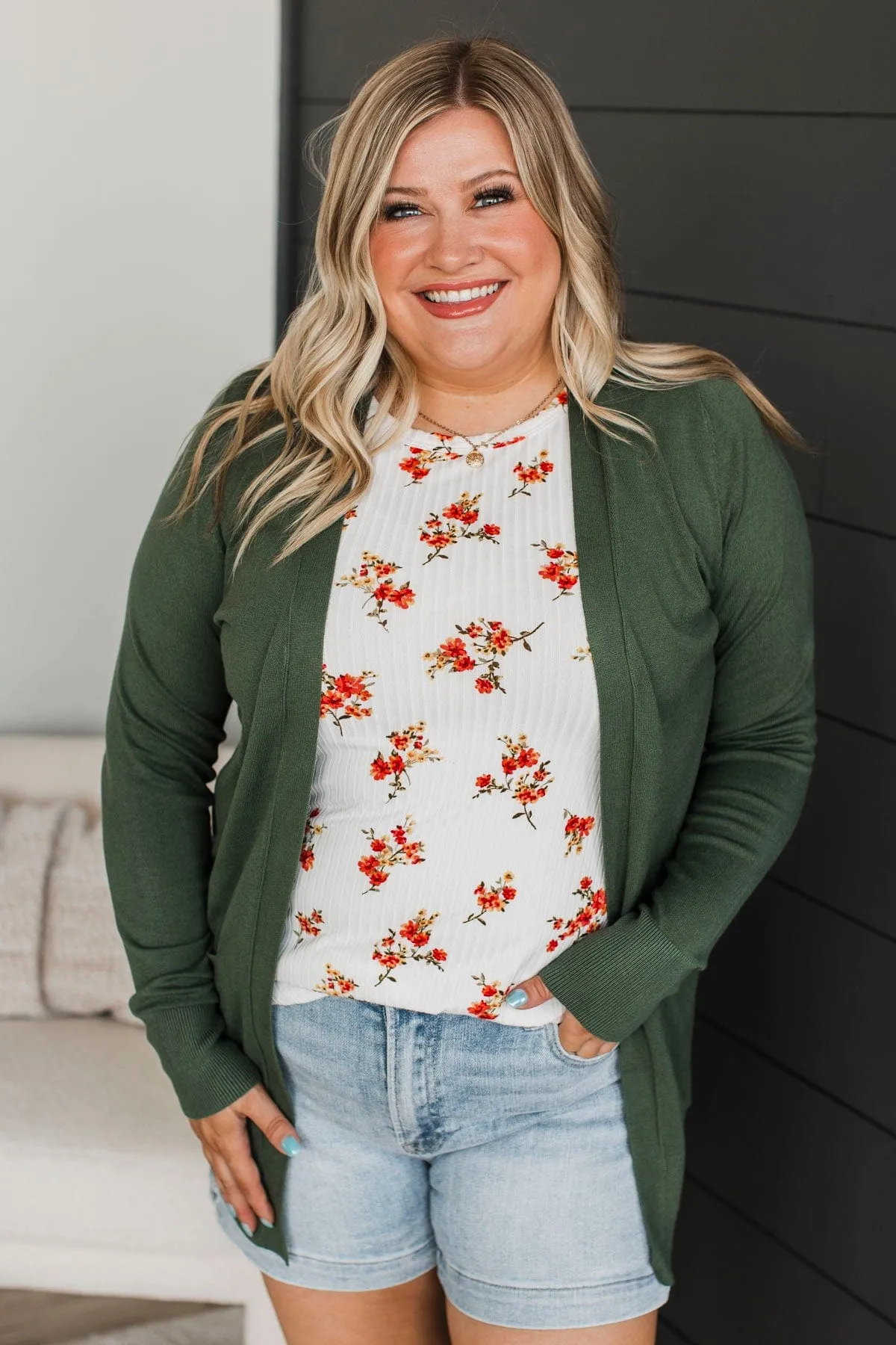 Can't Resist This Knit Cardigan- Green Ivy