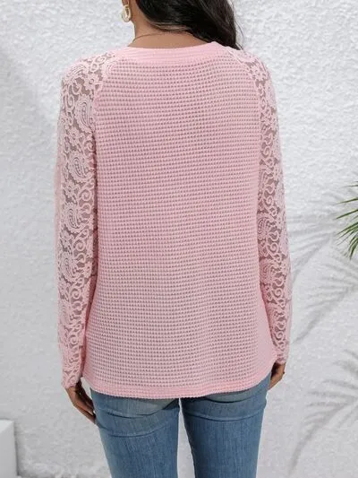 Carmen Half Button Raglan Sleeve Blouse