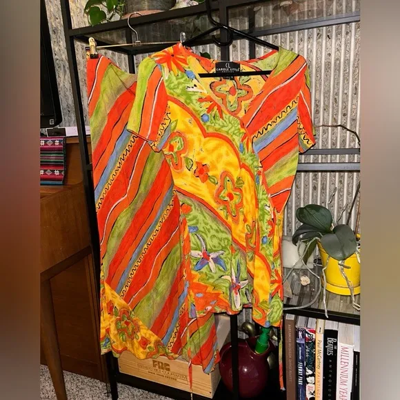 Carole Little Vintage 1990s Red Yellow and Green Maxi Skirt Set Size 4