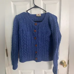 Carraig Donn 100% Wool Blue Cardigan Women’s Medium