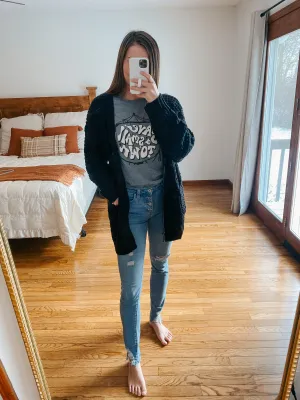 Carson Black Knit Cardigan