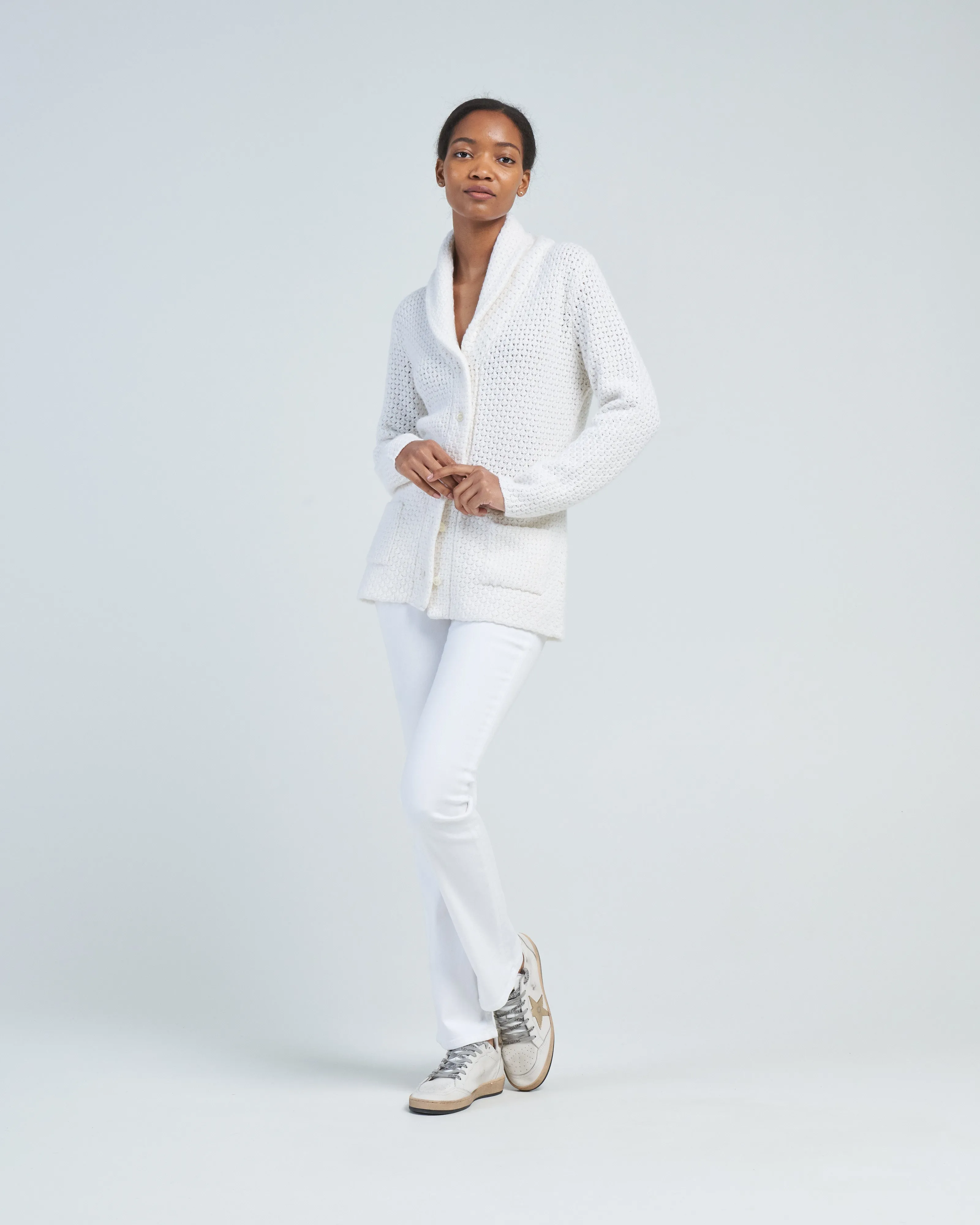 cashmere shawl collar cardigan