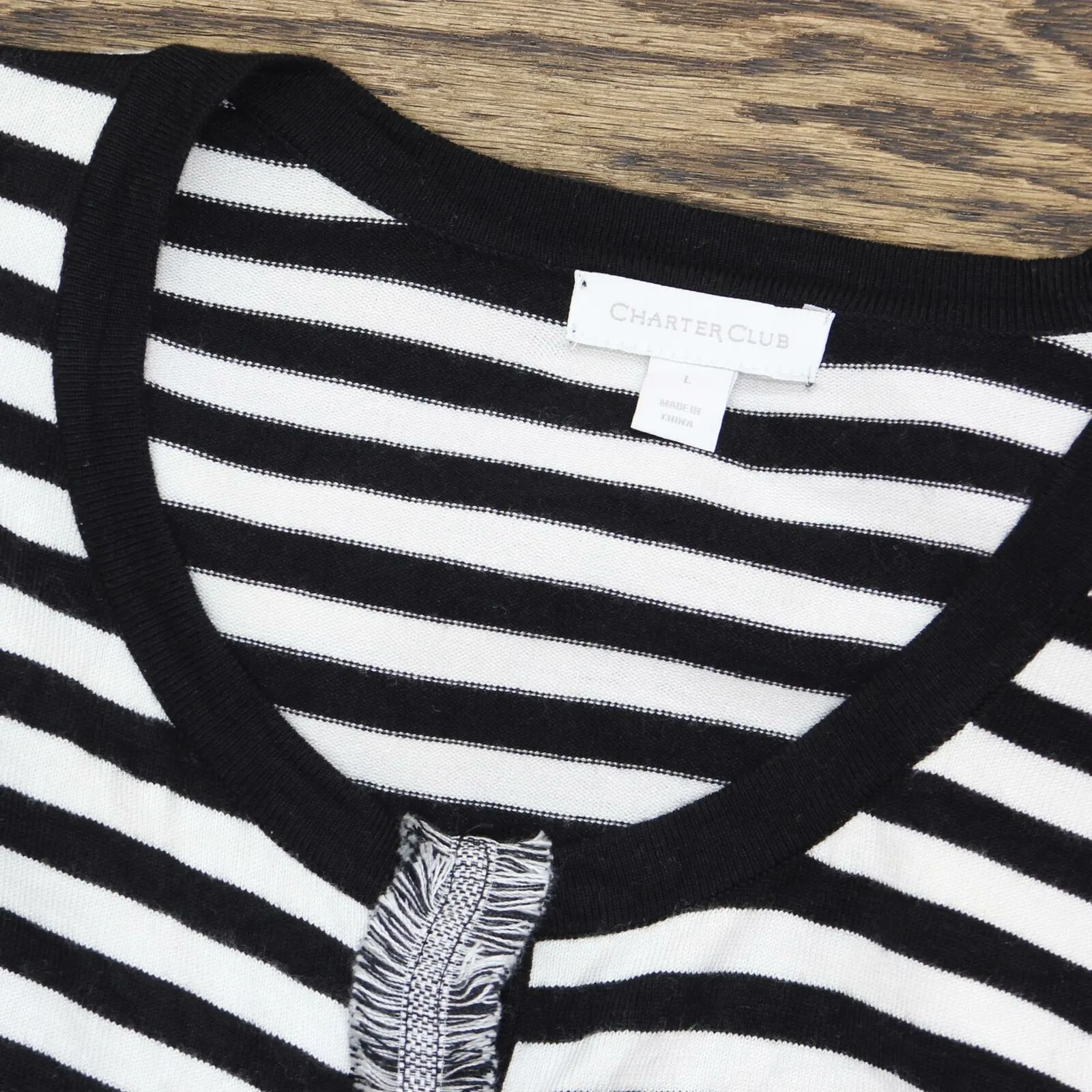 Charter Club Women's Striped Snap Front Cardigan Black / White Large