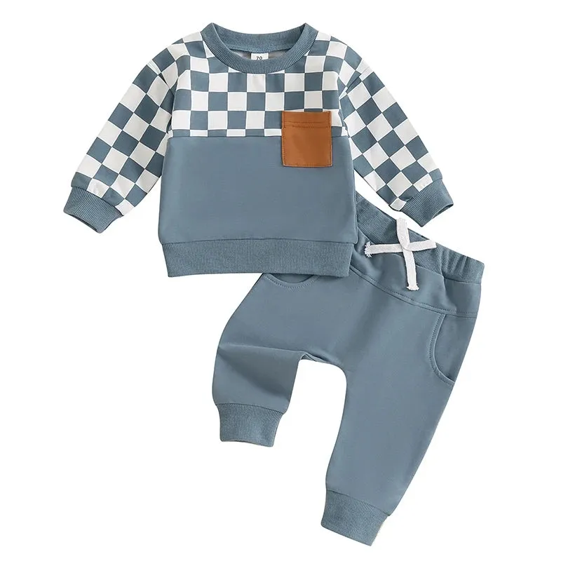 Checkerboard  Boys 2Pcs Sweatsuit