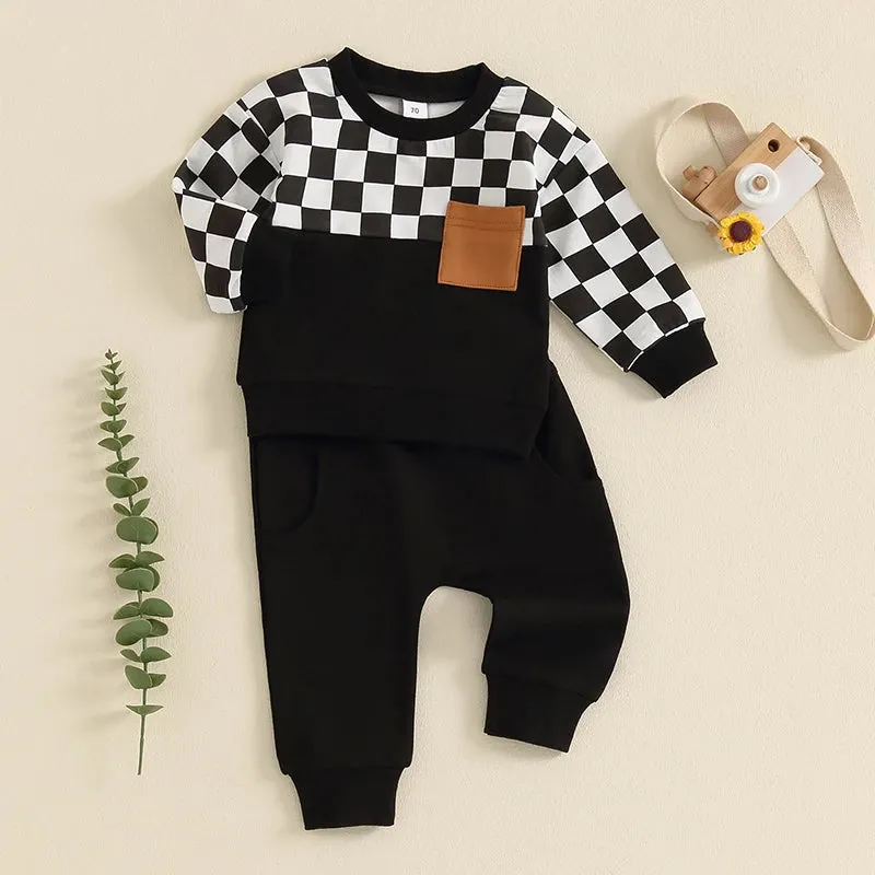 Checkerboard  Boys 2Pcs Sweatsuit