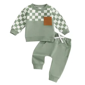 Checkerboard  Boys 2Pcs Sweatsuit