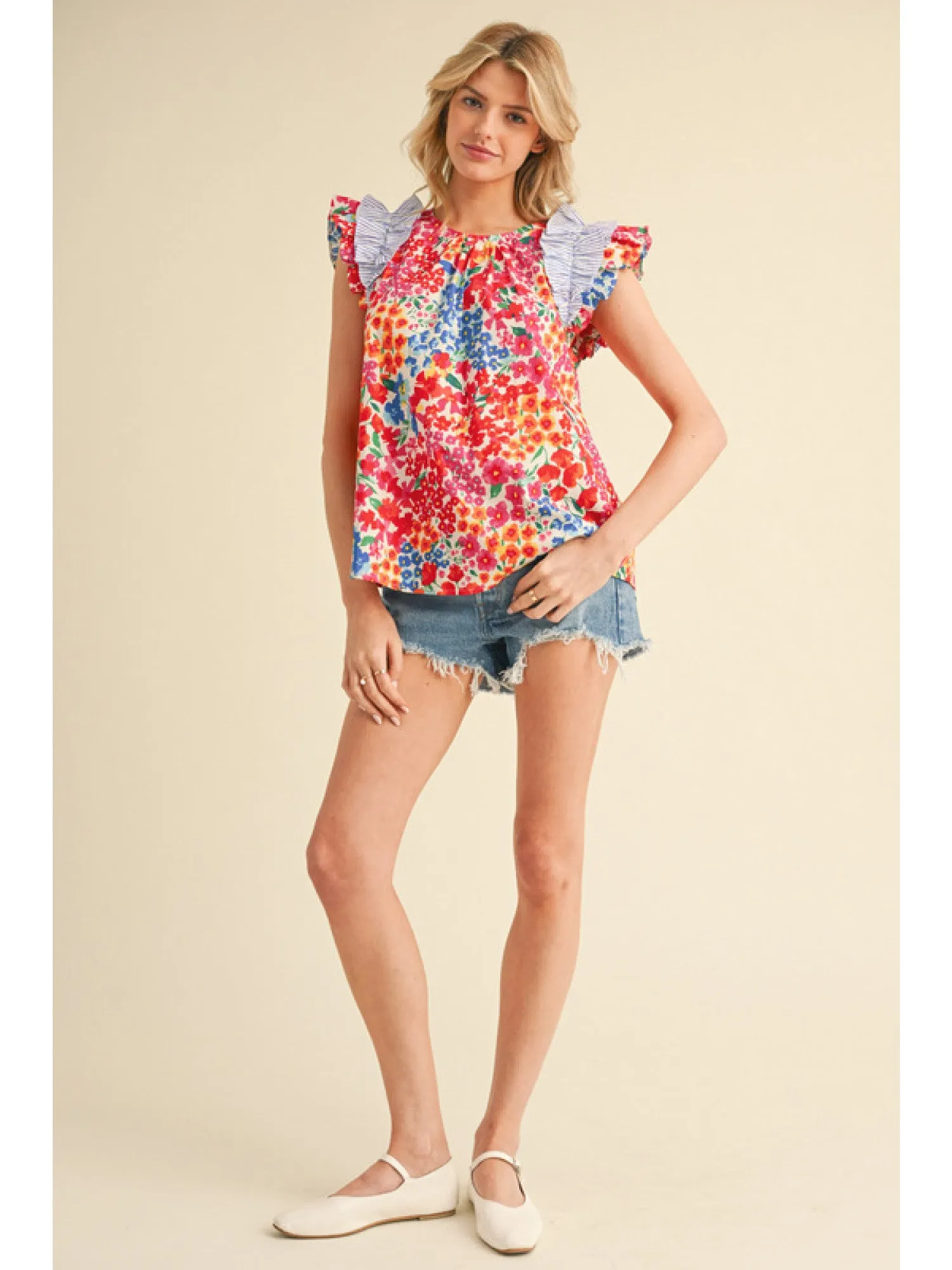 Chelsea Floral Print Ruffle Sleeve Blouse