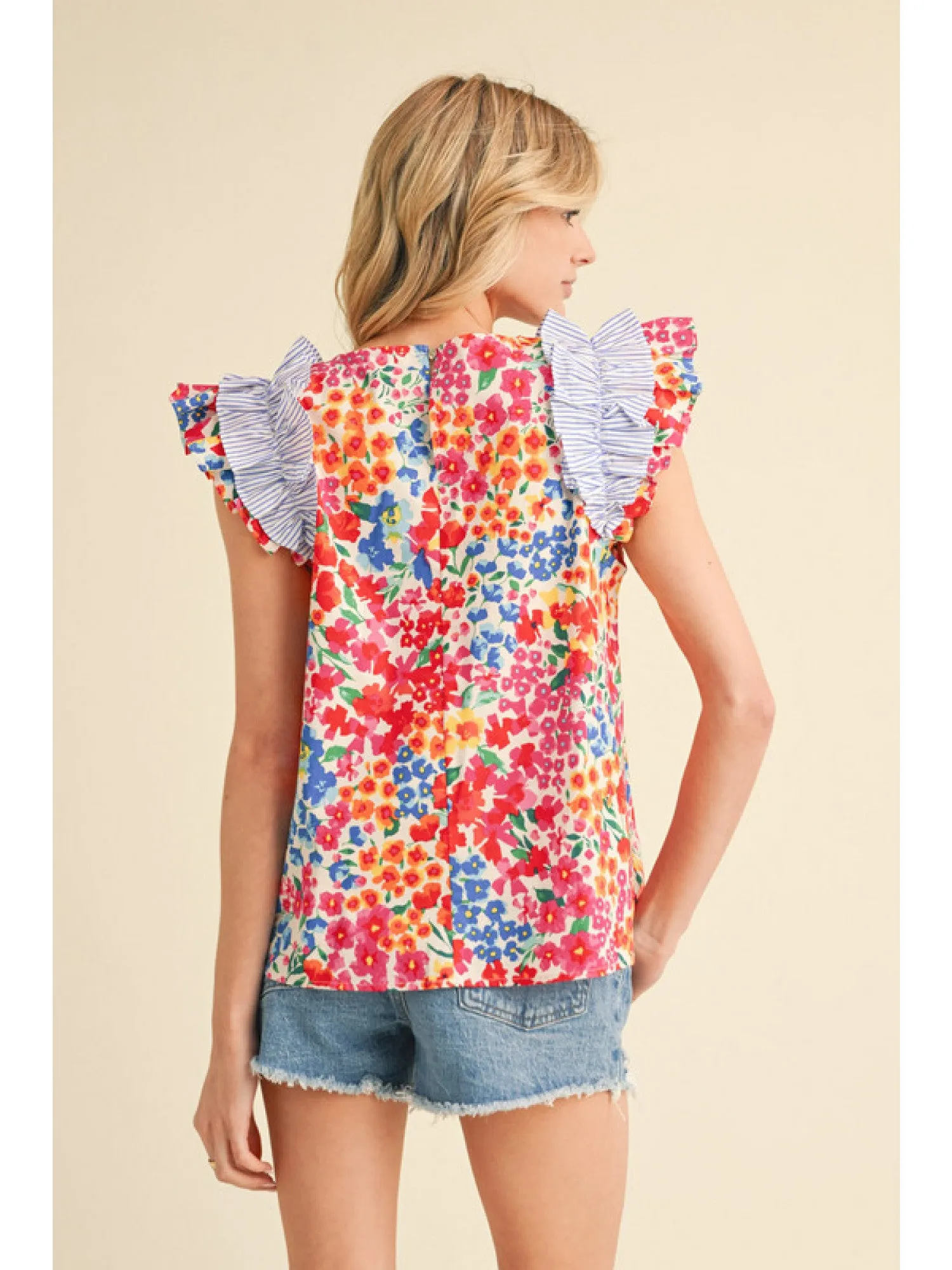 Chelsea Floral Print Ruffle Sleeve Blouse