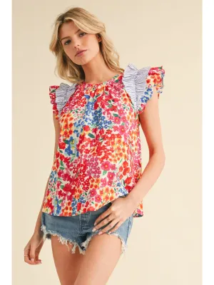 Chelsea Floral Print Ruffle Sleeve Blouse