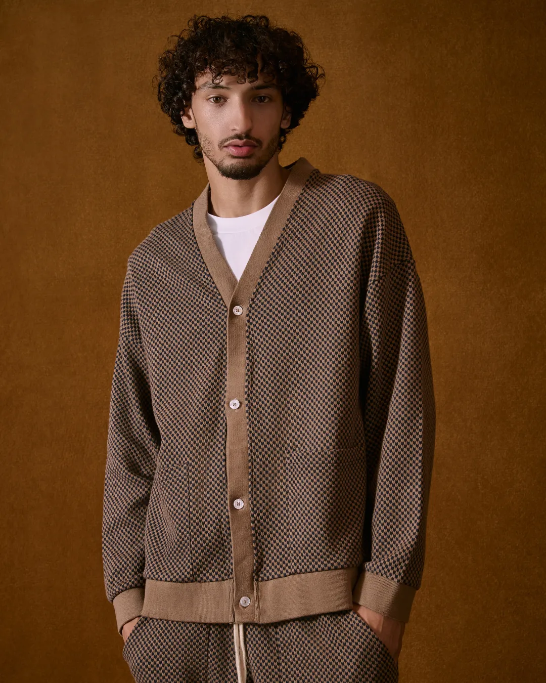 Chevron Jacquard Knit Cardigan