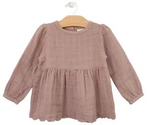City Mouse Muslin Lace Hem Tunic - Dusty Rose
