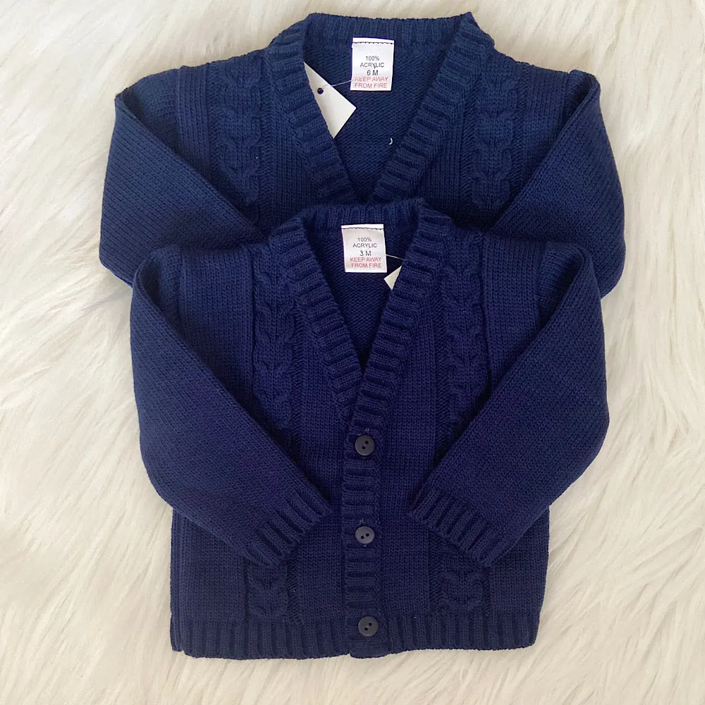 Classic Navy Cable Knit Cardigan