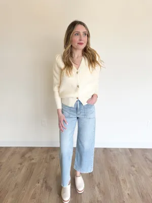 Clover Button Down Cardigan in Cream