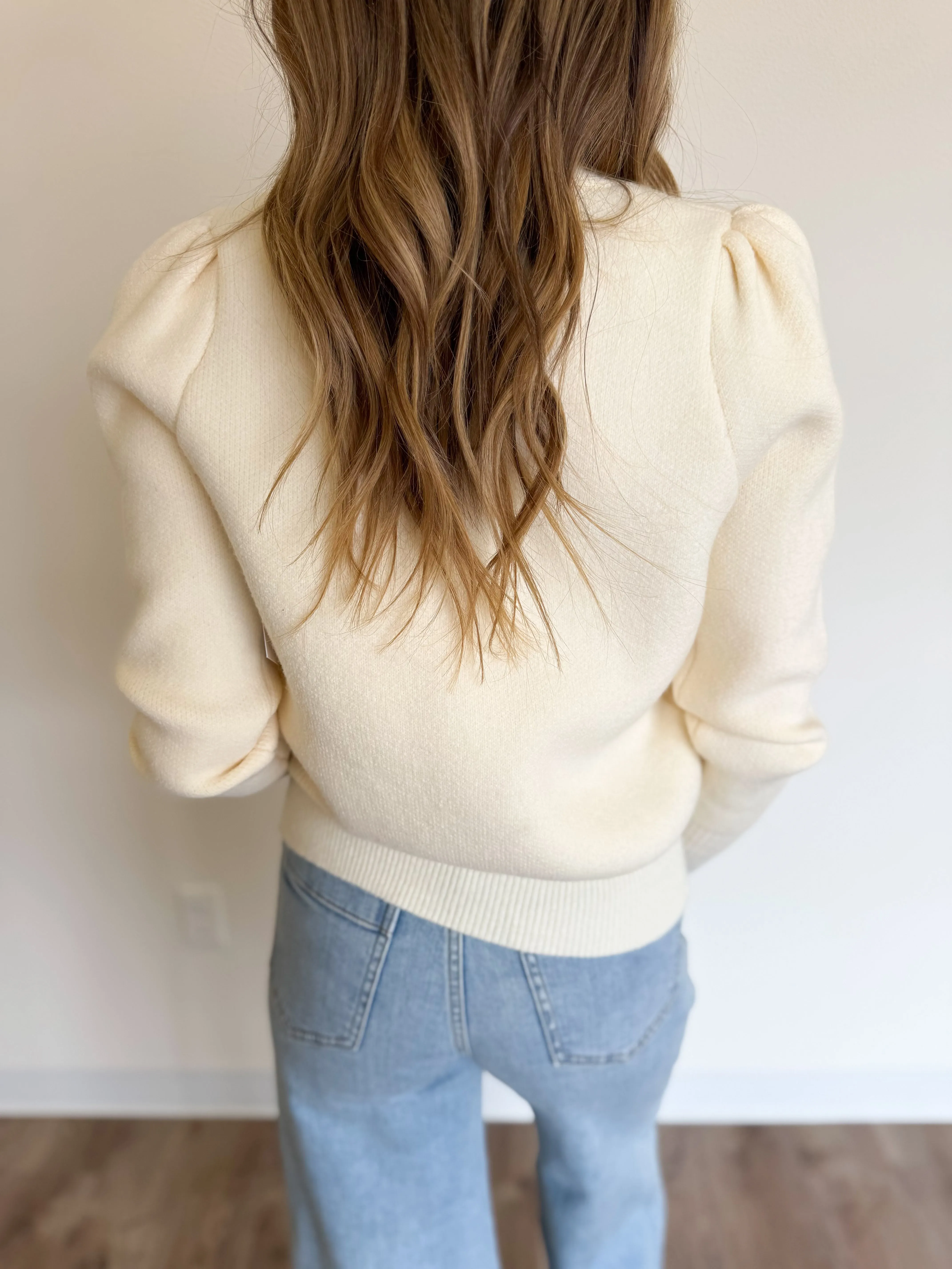 Clover Button Down Cardigan in Cream