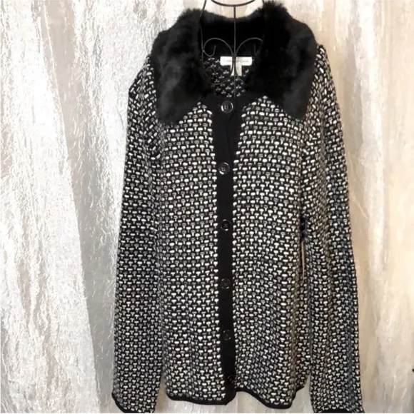 COLDWATER CREEK luxe tweed sweater/jacket 10/12