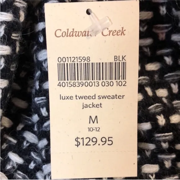 COLDWATER CREEK luxe tweed sweater/jacket 10/12