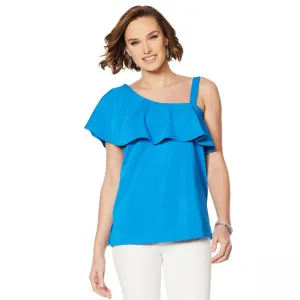 Colleen Lopez Women's Asymmetric Off-Shoulder Flounce Top