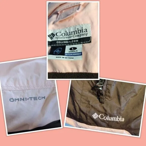 Columbia Interchange Women’s Omni-Tech Pink/Brown Windbreaker With Fleece lining