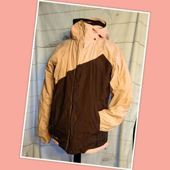 Columbia Interchange Women’s Omni-Tech Pink/Brown Windbreaker With Fleece lining
