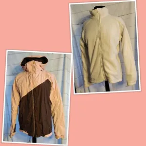 Columbia Interchange Women’s Omni-Tech Pink/Brown Windbreaker With Fleece lining