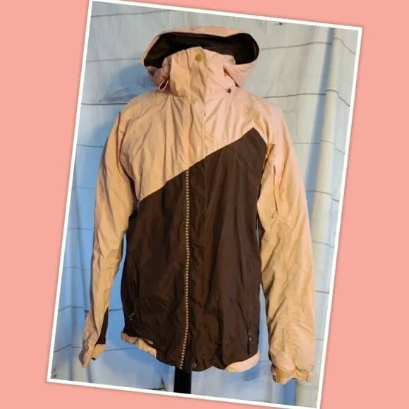 Columbia Interchange Women’s Omni-Tech Pink/Brown Windbreaker With Fleece lining
