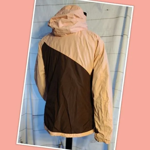 Columbia Interchange Women’s Omni-Tech Pink/Brown Windbreaker With Fleece lining