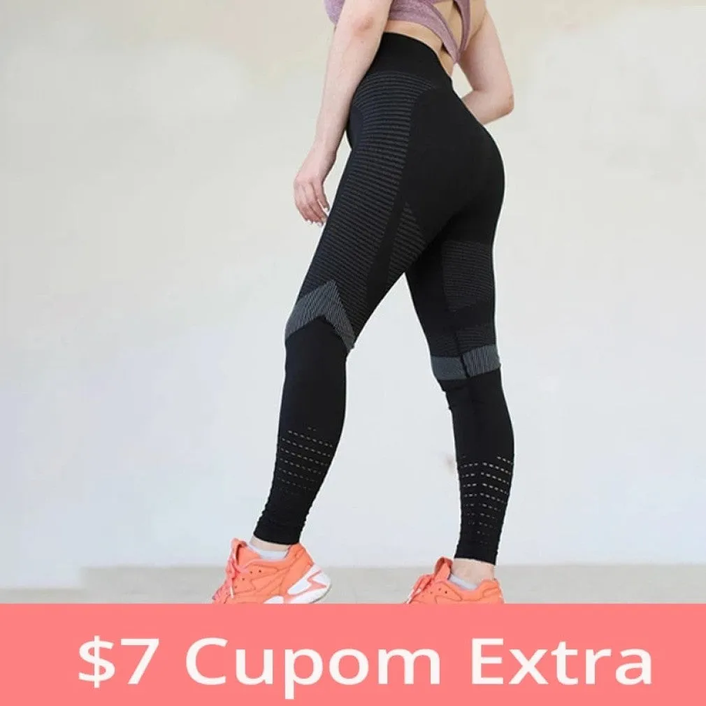 ContiNent 33 High Waist Fitness Leggings Women Sexy Seamless Leggings Hollow Printed Workout Pants Push Up Slim Elasticity