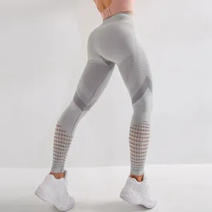 ContiNent 33 High Waist Fitness Leggings Women Sexy Seamless Leggings Hollow Printed Workout Pants Push Up Slim Elasticity