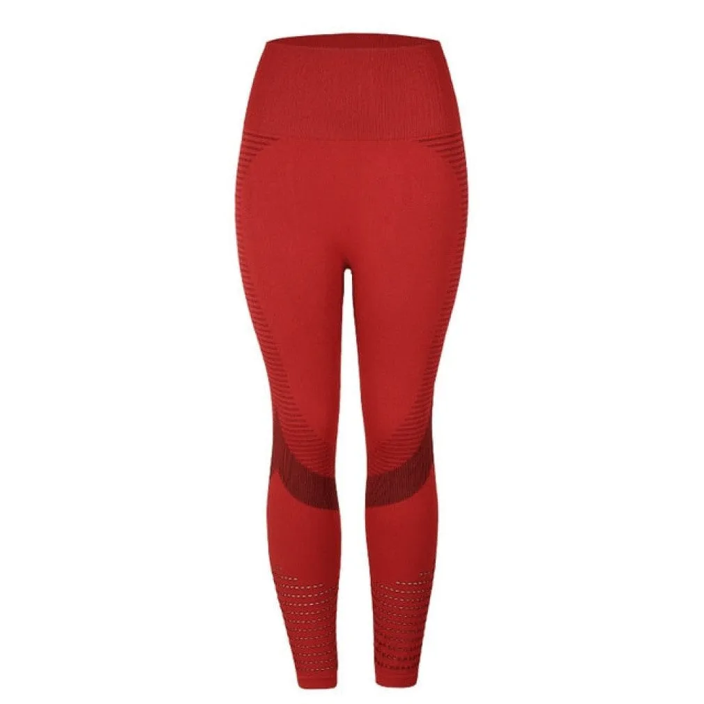ContiNent 33 High Waist Fitness Leggings Women Sexy Seamless Leggings Hollow Printed Workout Pants Push Up Slim Elasticity