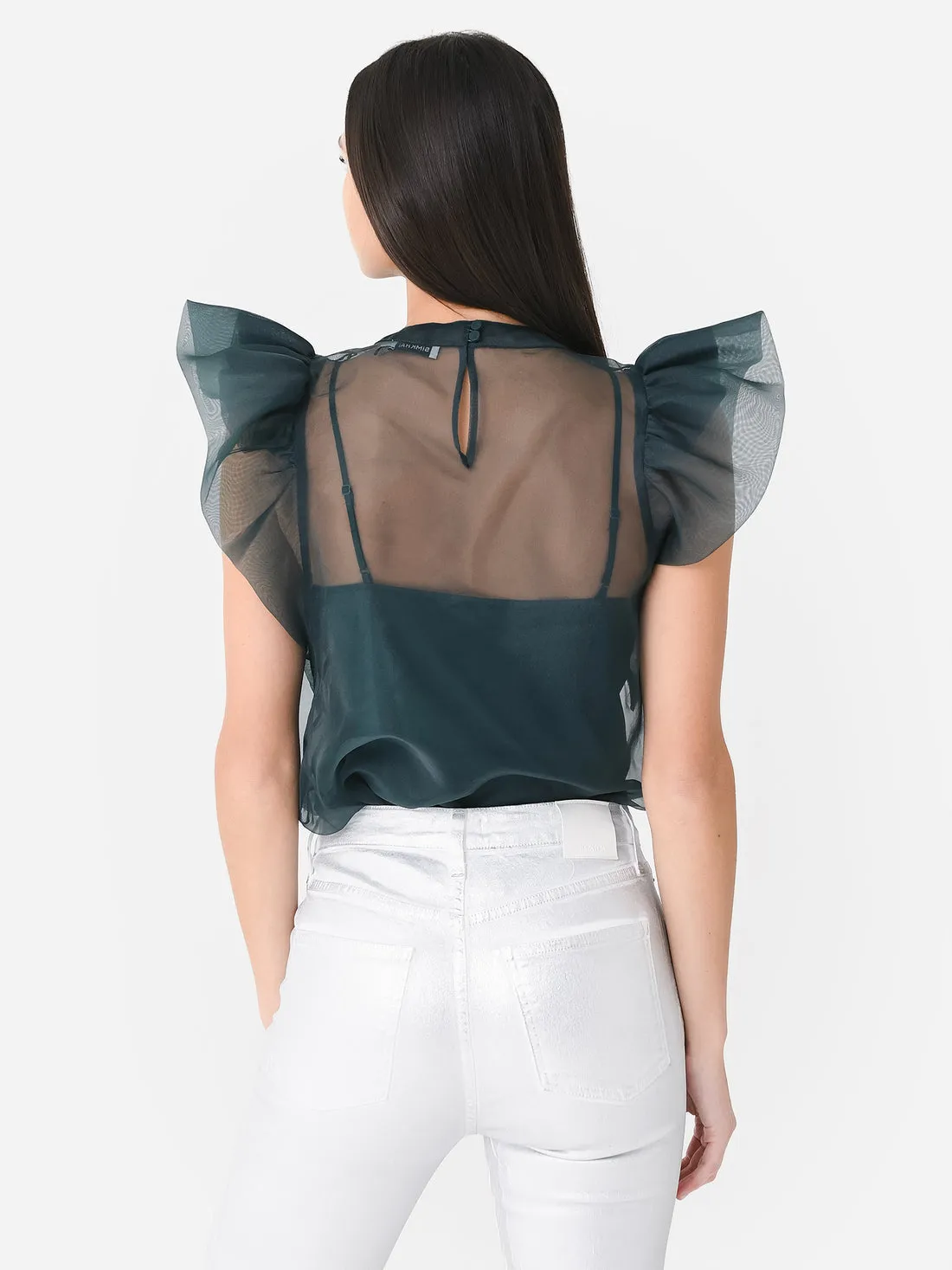 Corina Organza Ruffle Sleeve Top