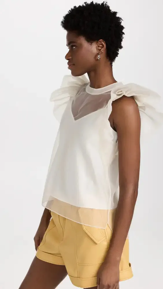 Corina Organza Ruffle Sleeve Top