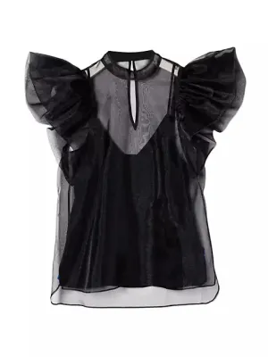Corina Organza Ruffle Sleeve Top
