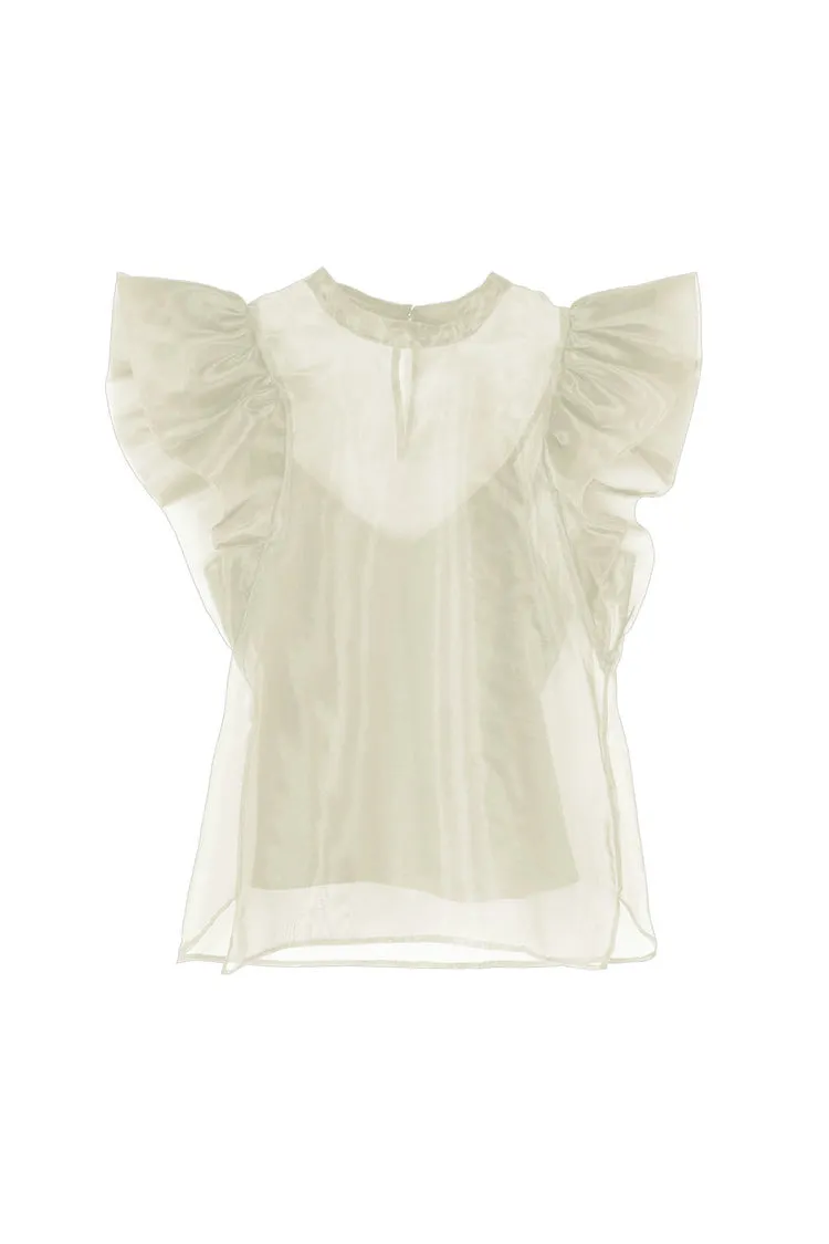 Corina Organza Ruffle Sleeve Top