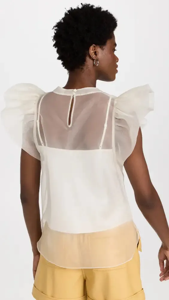 Corina Organza Ruffle Sleeve Top