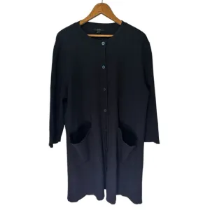 Cos black textured button down A- line cardigan sweater car coat. Size L 12/14