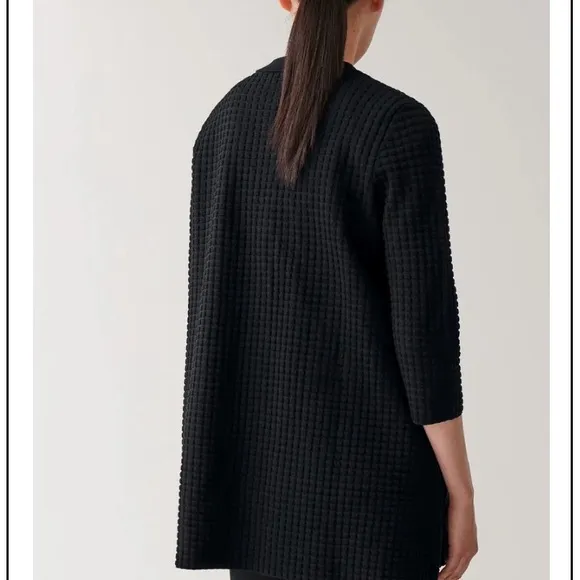 Cos black textured button down A- line cardigan sweater car coat. Size L 12/14