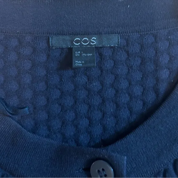 Cos black textured button down A- line cardigan sweater car coat. Size L 12/14