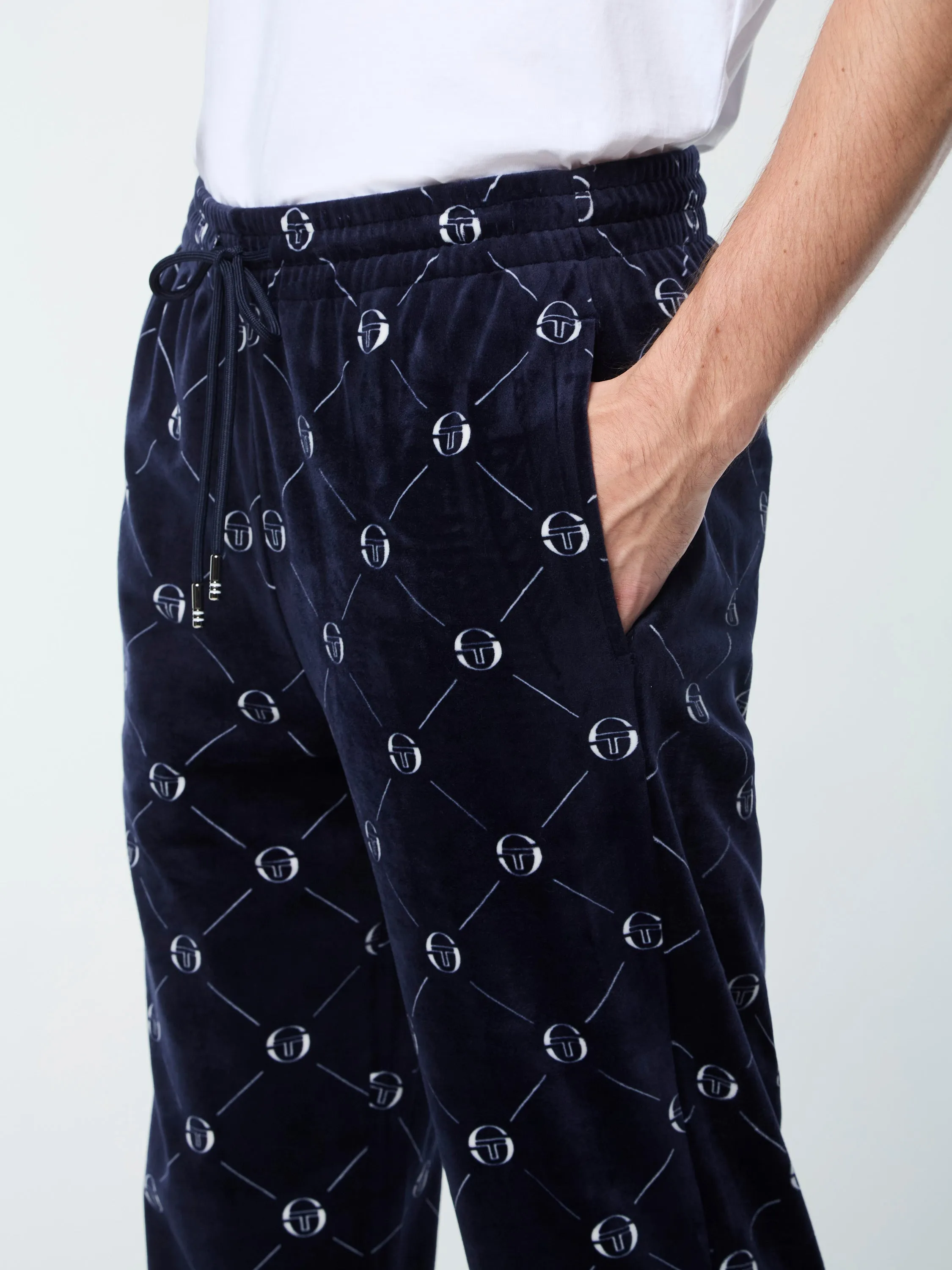 Cosimo Velour Track Pant- Maritime Blue