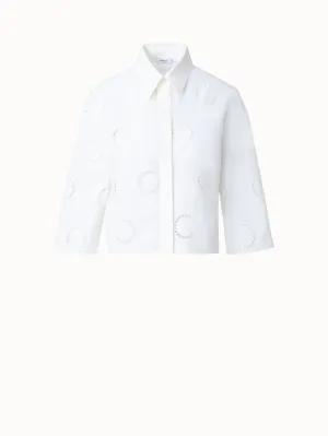 Cotton A-Line Blouse with Circle Embroidery