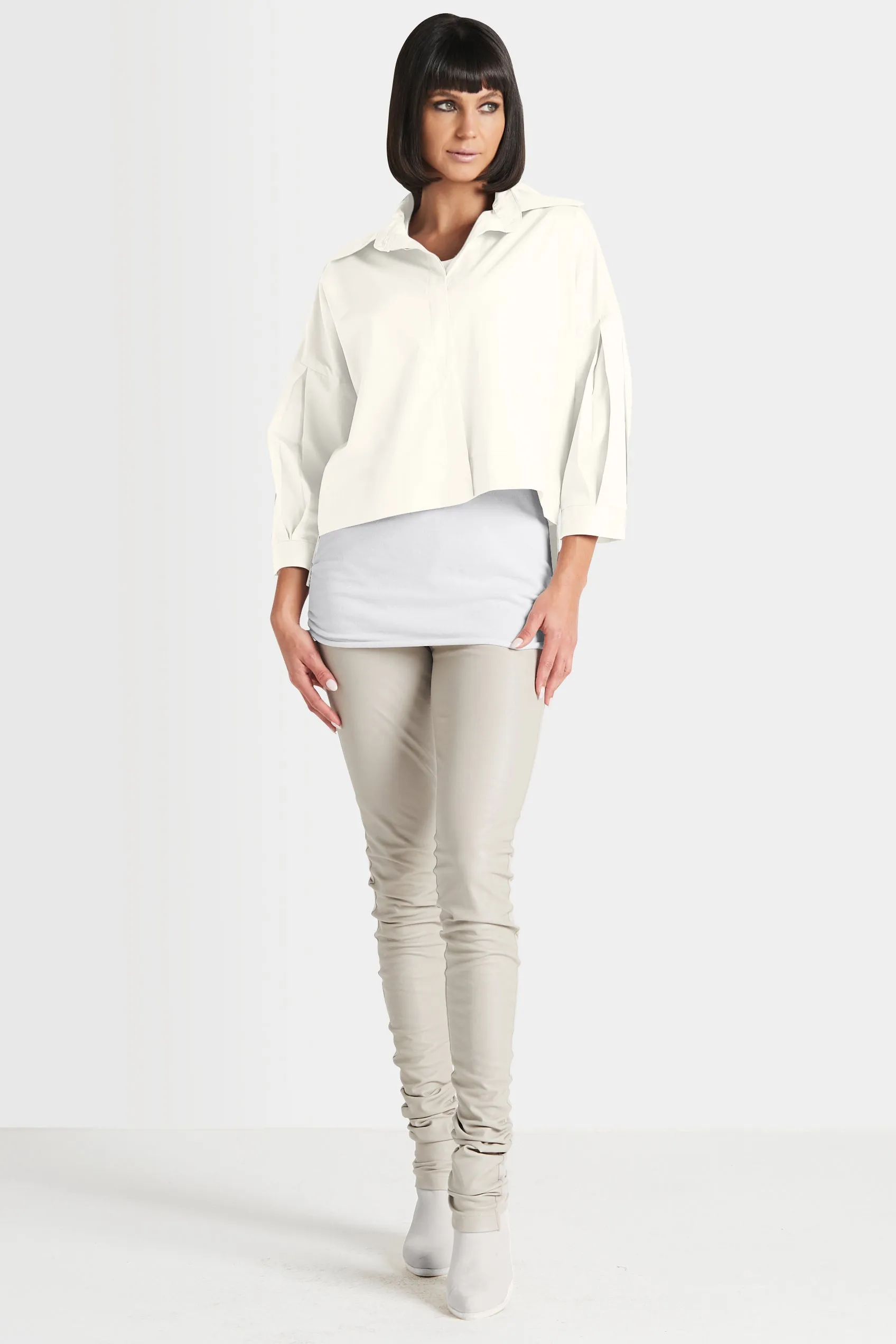 Cotton Pleat Sleeve Shirt