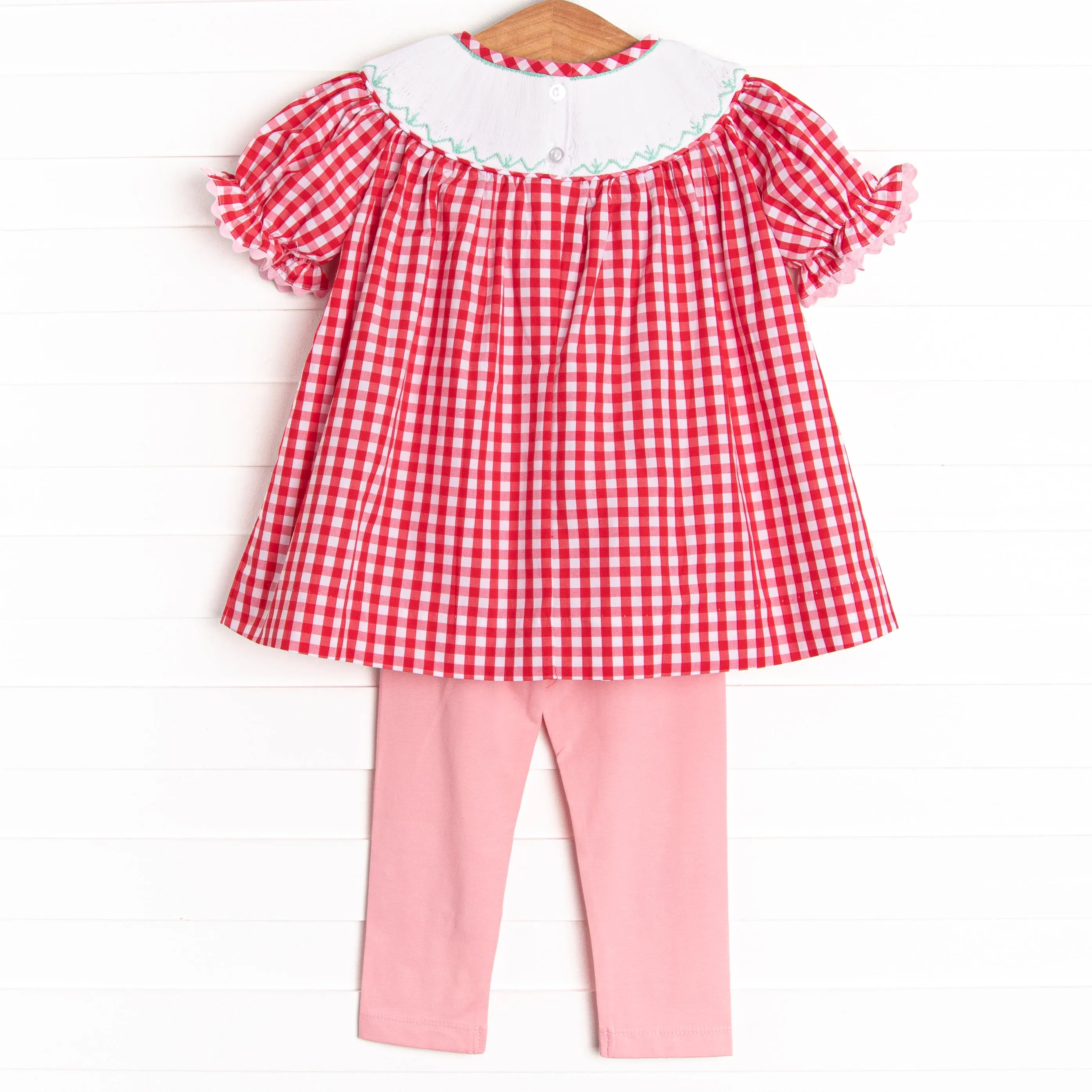 Cow Conversations Smocked Legging Set, Red