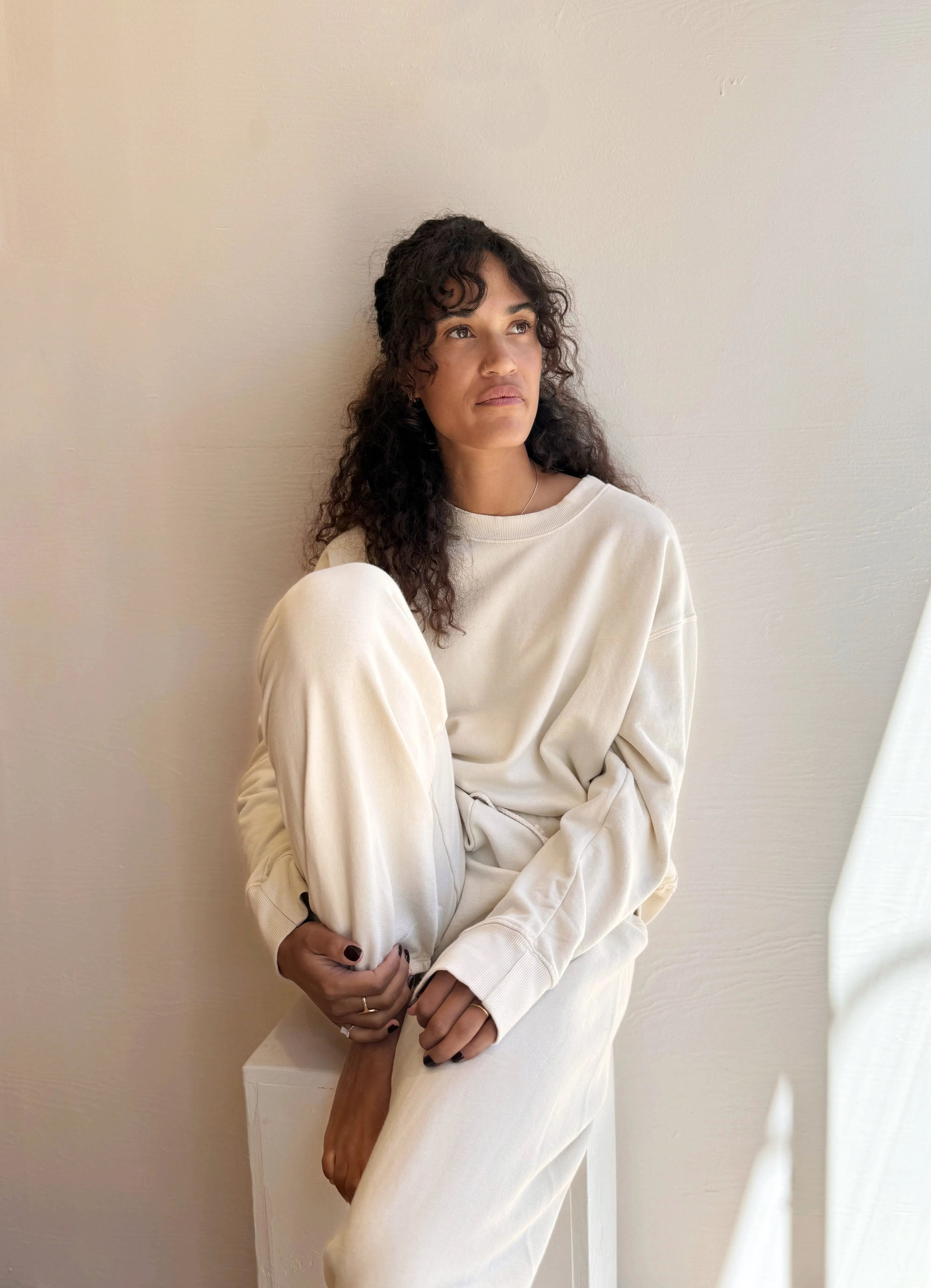 Cream COOPER cotton sweatpants