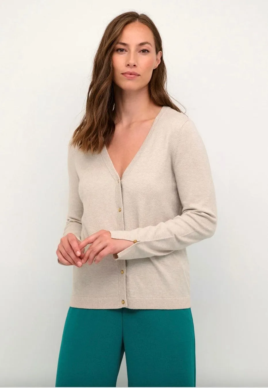 Cream Womens Dela Cardogan - Oat melange